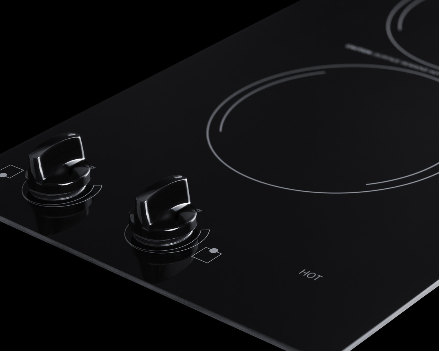 208-240V 2-burner cooktop in black ceramic glass, made in Europe